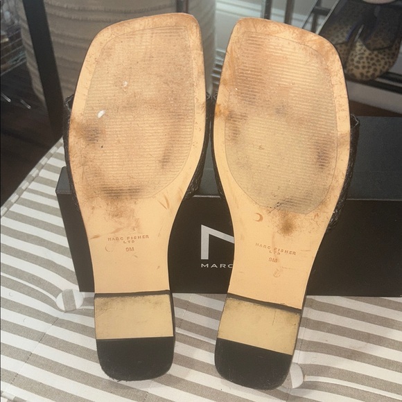 Marc Fisher Black Woven Slide Sandal - Picture 9 of 10